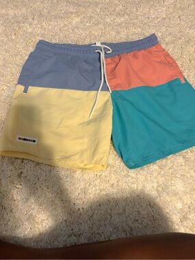 Lacoste Pastel Colorblock Swim Shorts in Yellow, Blue, Coral, Teal